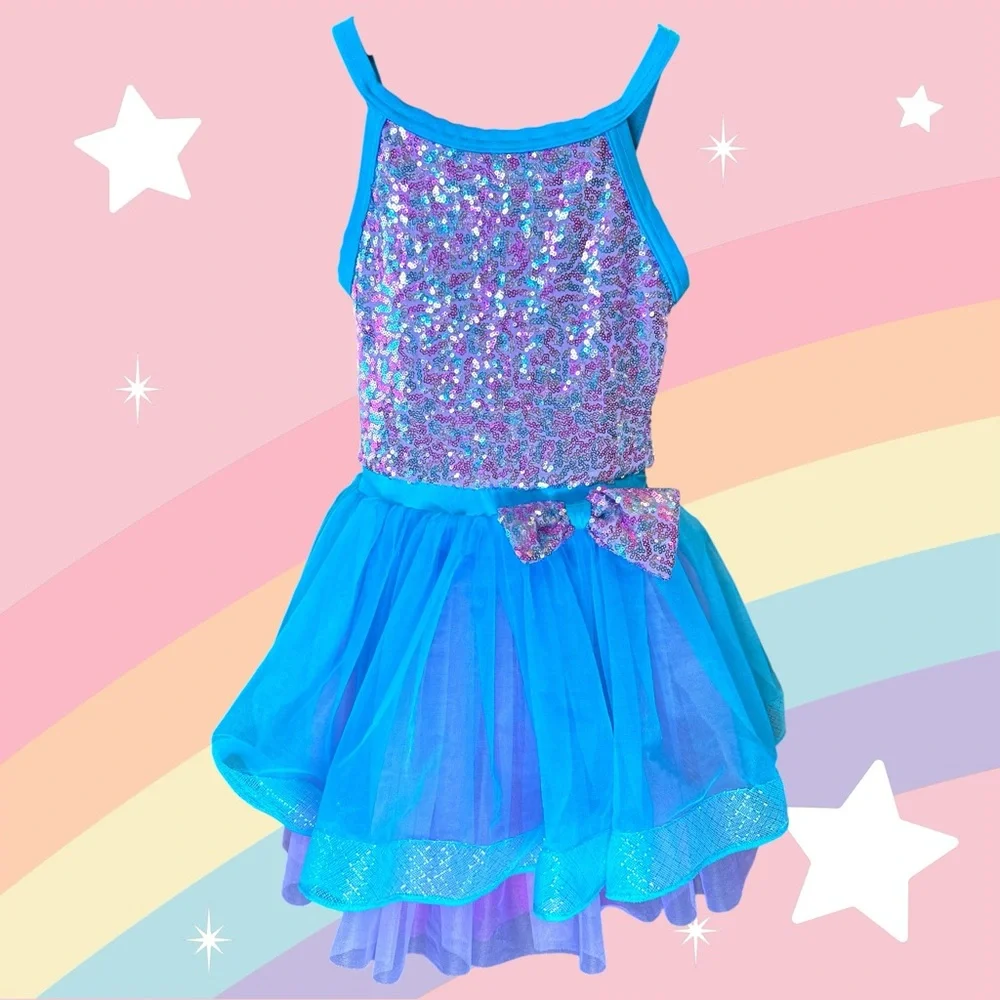 Weissman Shimmering Blue and Purple Kids Dance Costume Size 6